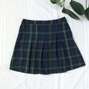 Tommy Hilfiger navy blue and green pleated skirt